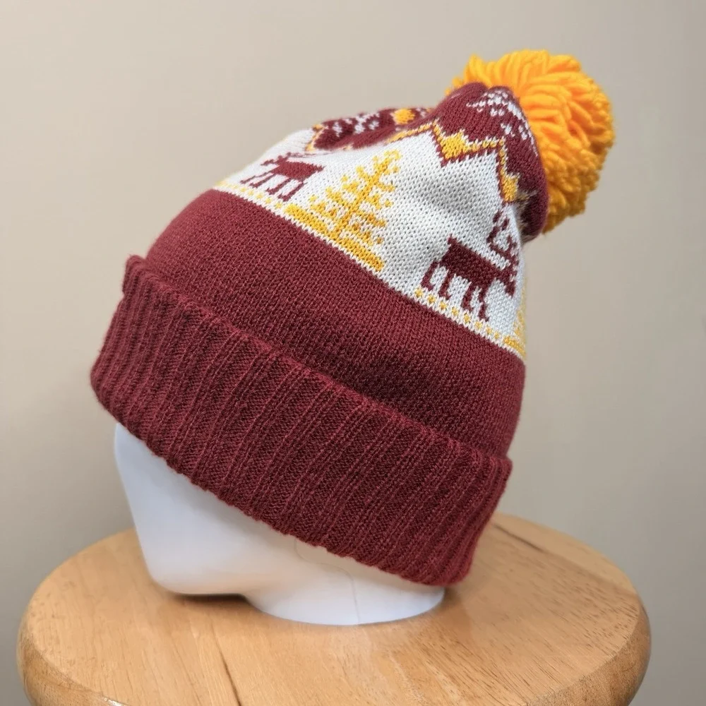 Adidas Cleveland Cavaliers Knit  Cuffed Beanie Hat Pom-pom 100% ACRYLIC burgundy